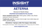 AETERNA product label — Renewal & Restful Sleep, active ingredients and directions