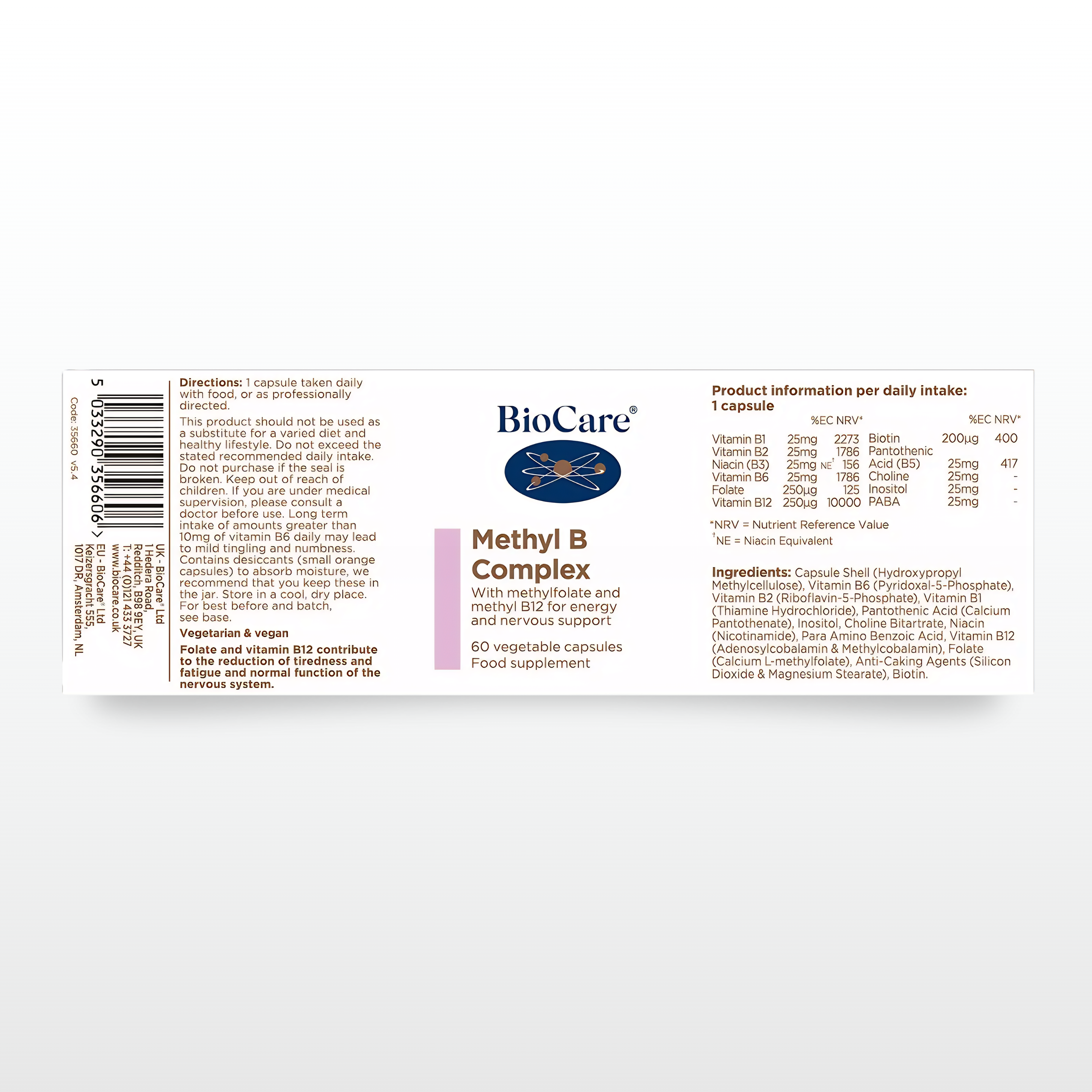 Methylated B Complex (BioCare, 60 Capsules)