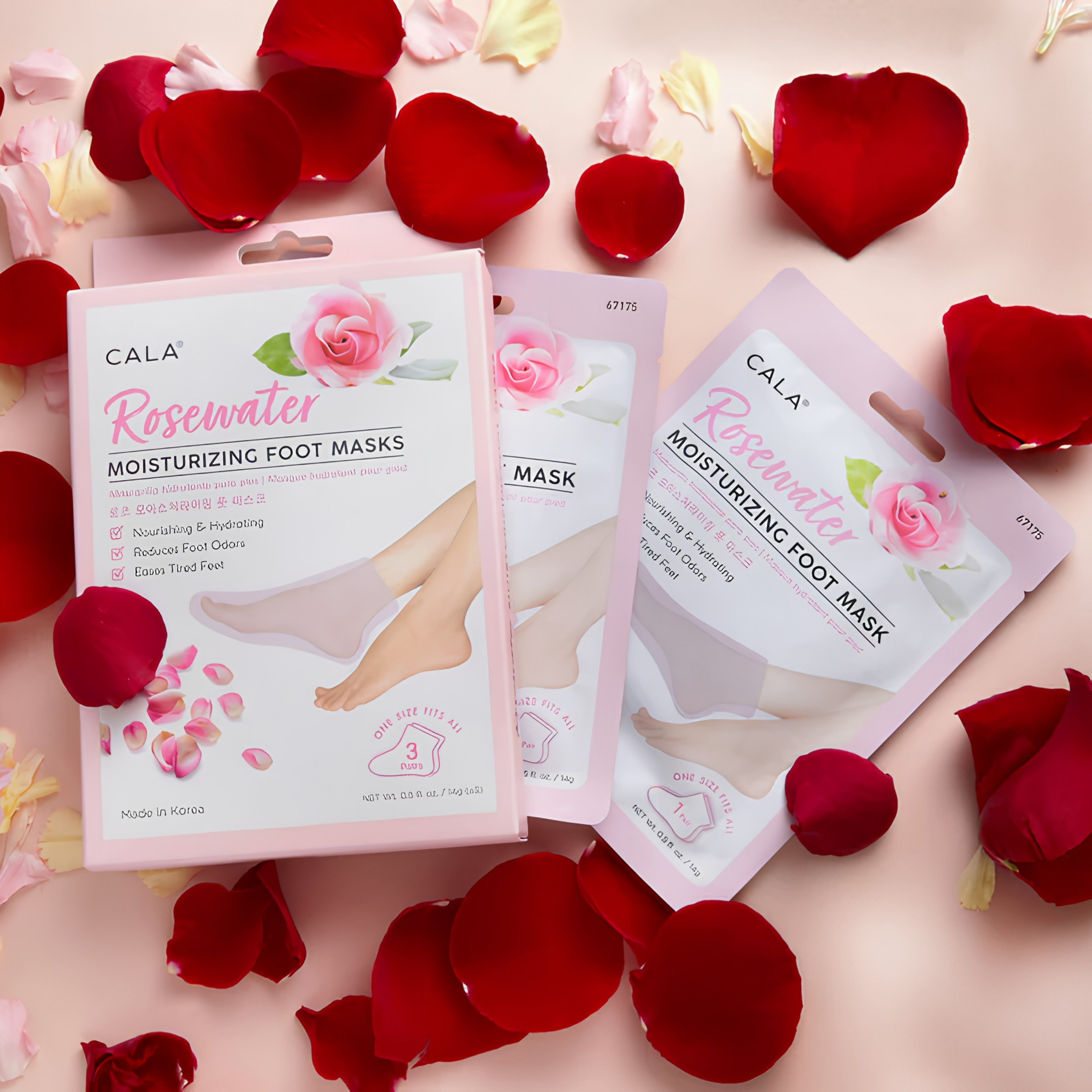 Moisturising Korean Foot Mask Socks: ROSE (3 PAIRS)