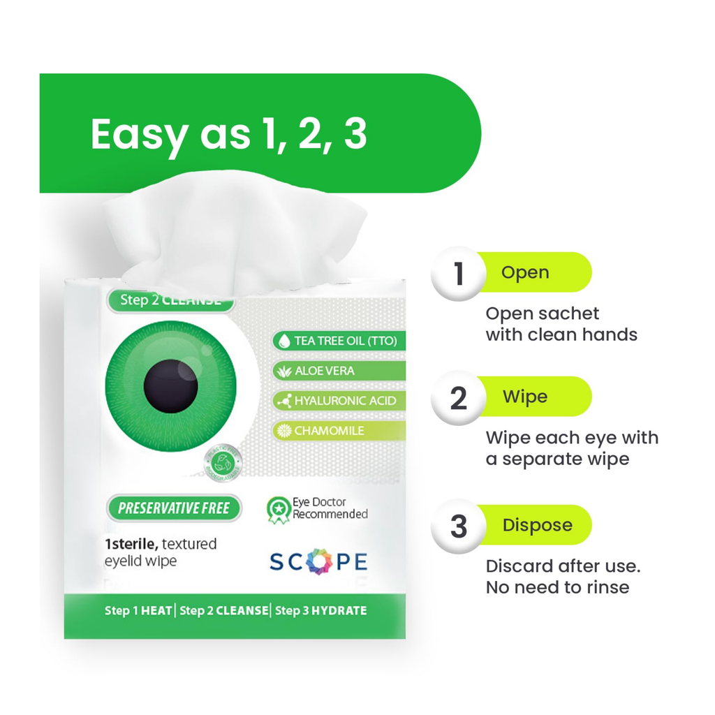 OPTASE TTO EyeLid Cleansing Wipes with Hyaluronic Acid ( 20 Wipes)