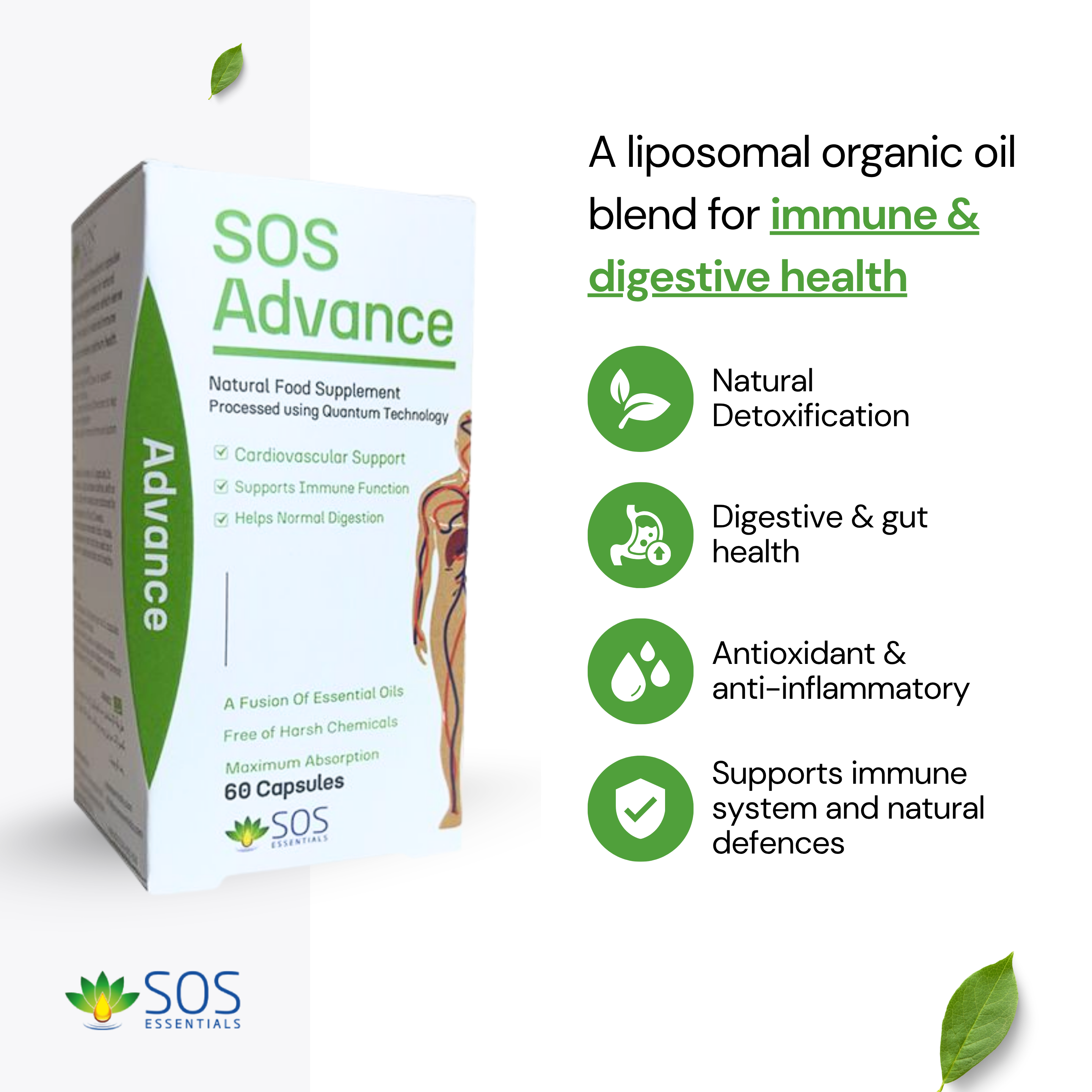 SOS Advanced: Immune Support (Liposomal) Organic Oil , 60 Capsules
